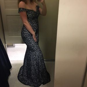 Blue Lace Prom Dress